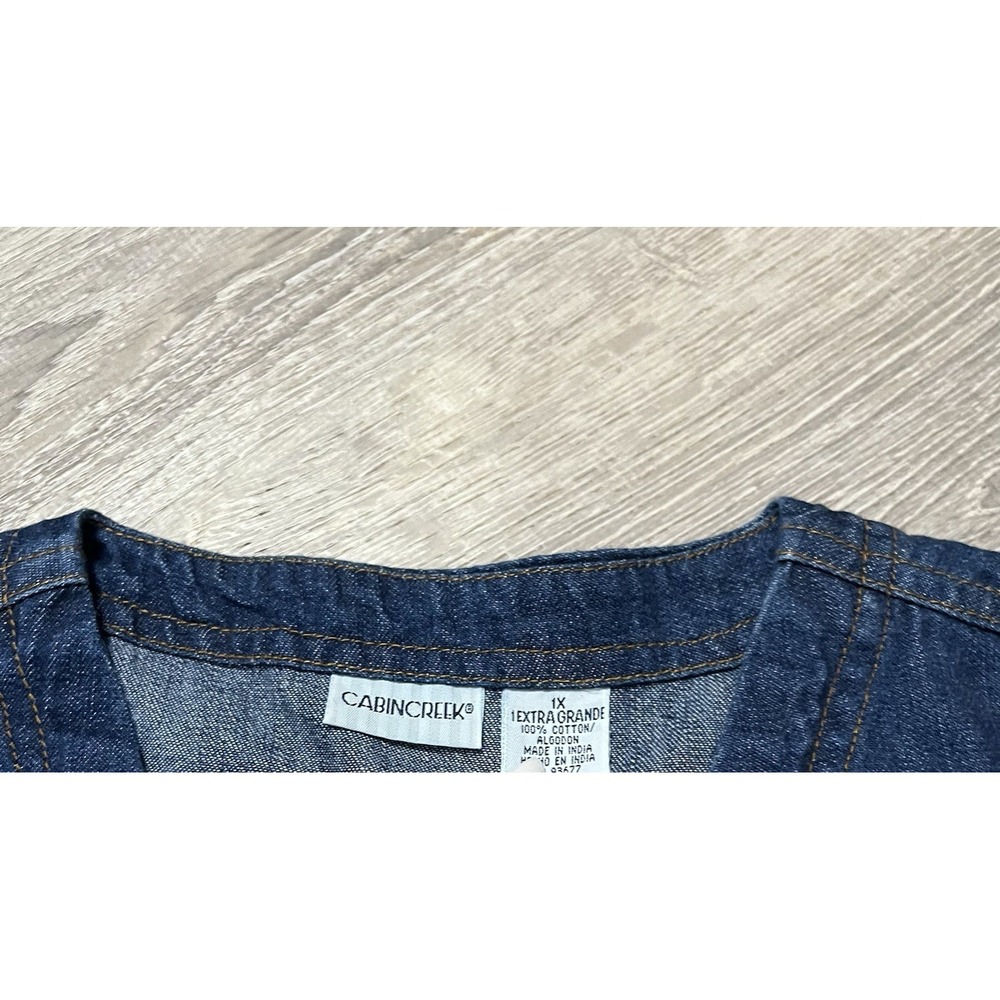 Vintage 90s Cabin Creek Womens Blue Denim Chore Vest Y2K Western Sz 1X - Picture 2 of 5